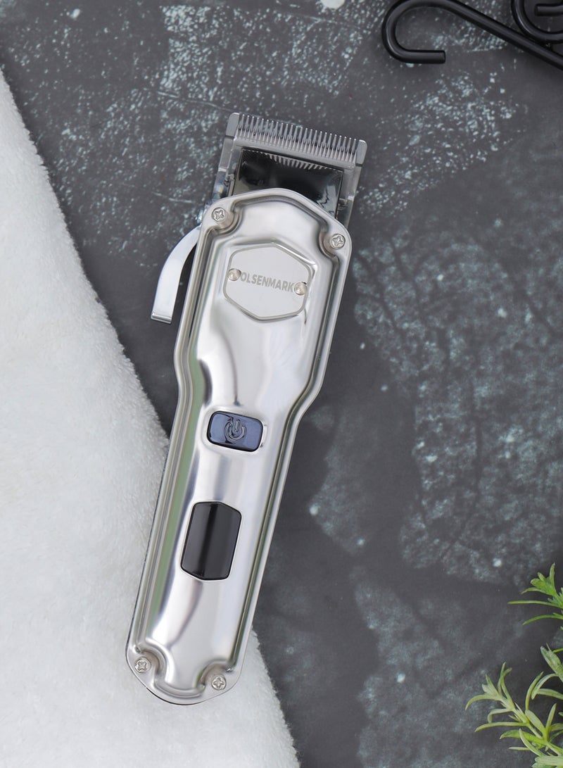 Olsenmark Professional Hair and Beard Trimmer OMTR4099, High Capacity Battery and Waterproof Design, Includes 10 Comb Attachments with Removable and Washable Silver - Image 4