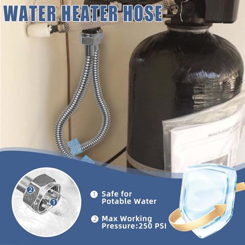 PEVEPEXE 2 PACK Plus 1 inch Flexible Water Line, Water Heater Hose 1"FIP x 1" FIP x 24" Length, Stainless Steel Corrugated Water Heater Connector, Softener Flex Hose For Tankless (ID 0.95") - Image 5