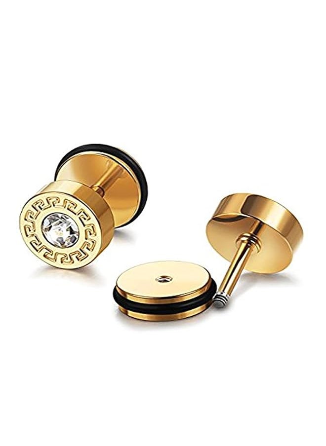 YELLOW CHIMES - Crystal Center 316L Stainless Steel Golden Earrings For Men And Women - Image 1