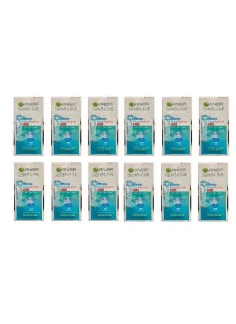 Set of 12 Garnier Pure Active 3 in 1 wash, mask and scrub 4 ml
