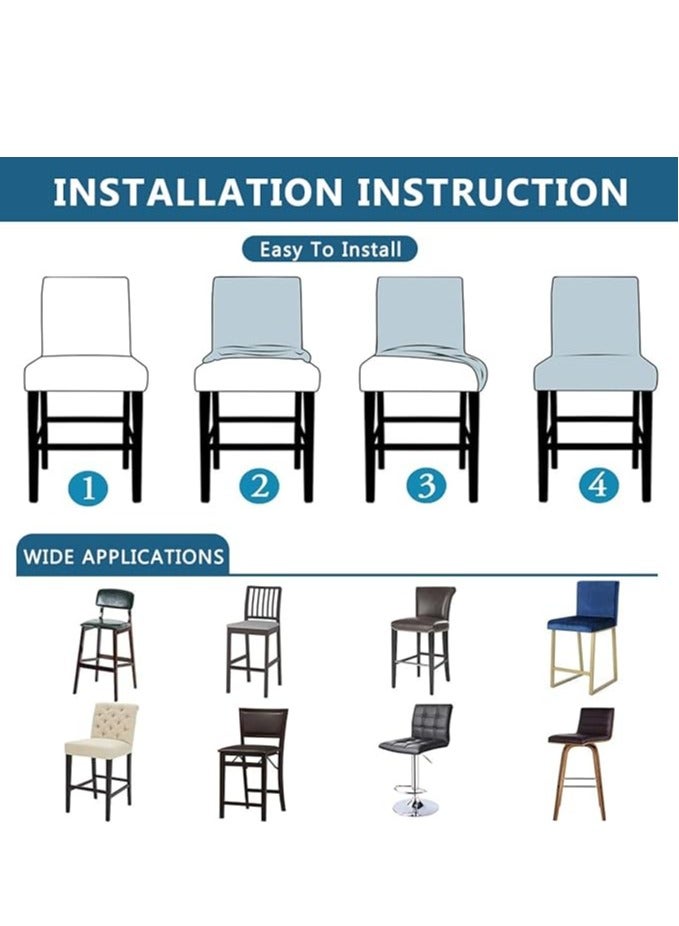 general 2-piece bar stool set, elastic and detachable cover for bar counter dining chairs, protective cover for short-backed chairs  - Image 4
