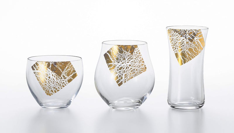 ADERIA Sake Set Japanese Goldleaf Pattern Sake Glass Set Ritzy Short Whiskey Cocktail Glasses Set Premium Drinking Wine Glasses Tumbler Cups Set (3 pack) - Image 1