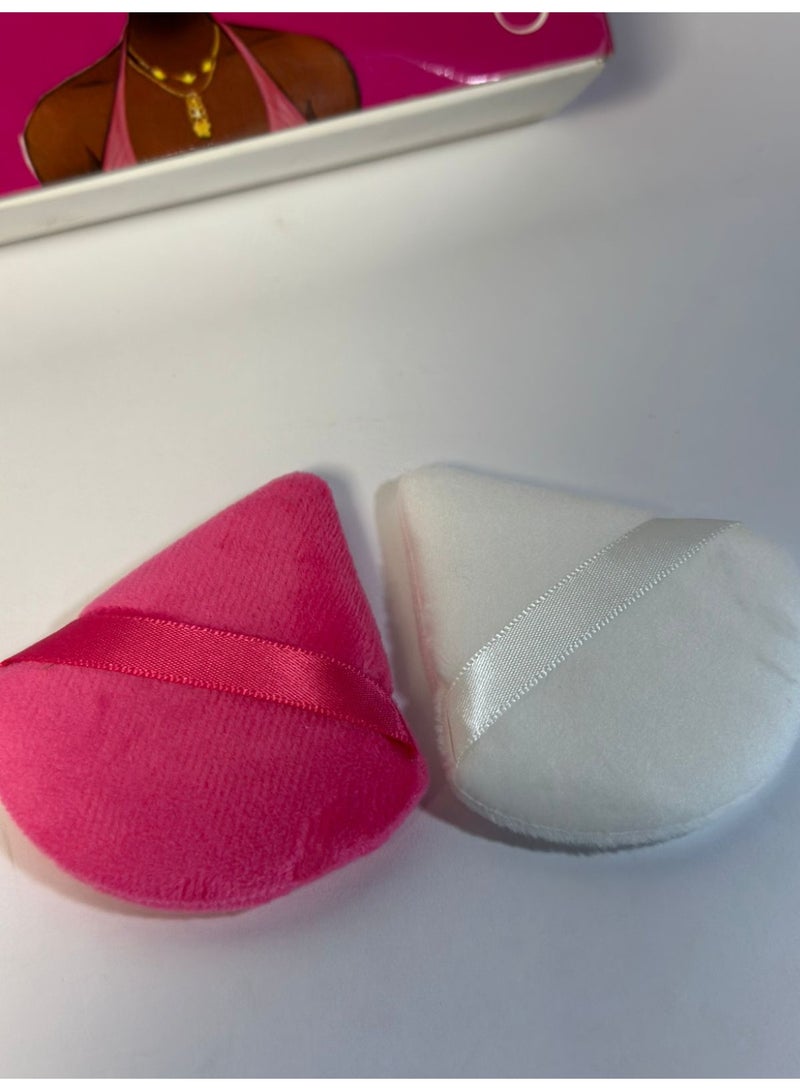 إسفنجة مكياج مثلثة للبودرة السائبة والمضغوطة ألوان متنوعة قطعتين - Image 2