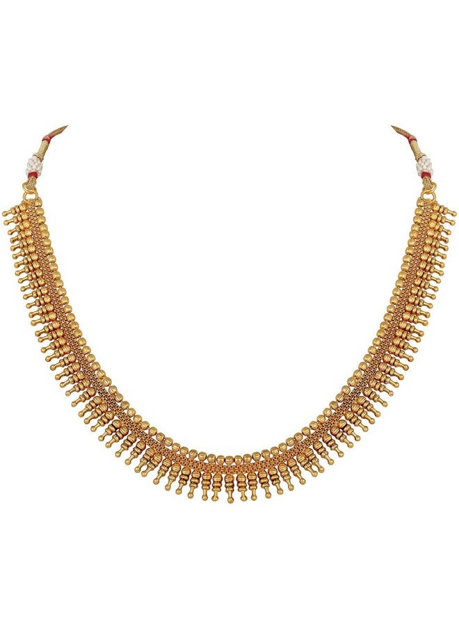 I Jewels I Jewels 18K Gold Plated Traditional Stylish Golden Necklace With Earrings For Women & Girls (Short Necklace)  - Image 5