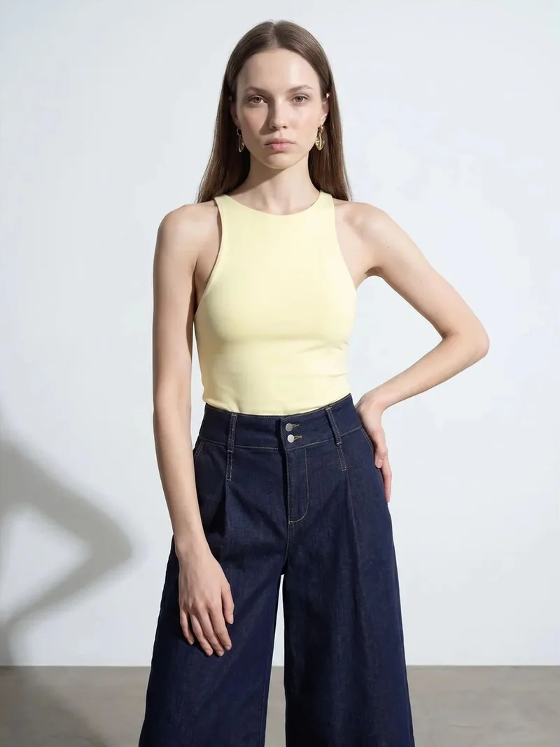 ديلفين Dilvin Slim-Fit Halter Neck Jersey Bodysuit