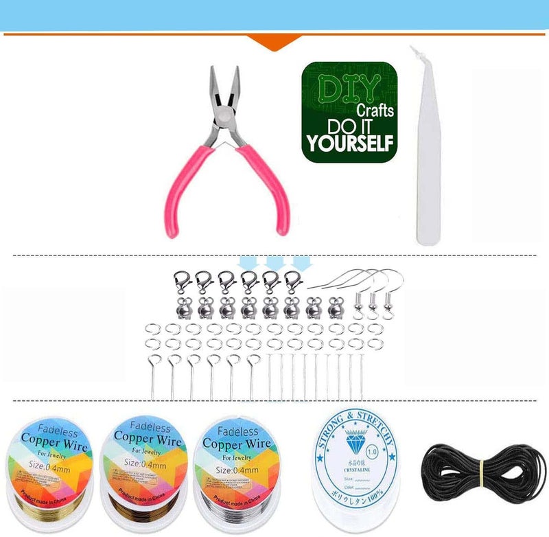 DIY Crafts DIY Crafts 300x Sample Kit, Mixed Hobby Kit, Accessories for Ring Jewellery Making, Bracelet Making Kit Jewelry Neclace, Br (300x Sample Kit, Mixed Hobby Kit) - Image 3