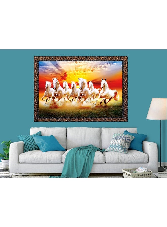 KYARA ARTS seven vastu running horse wall painting (53 cm x 70 cm single framed) - Image 3