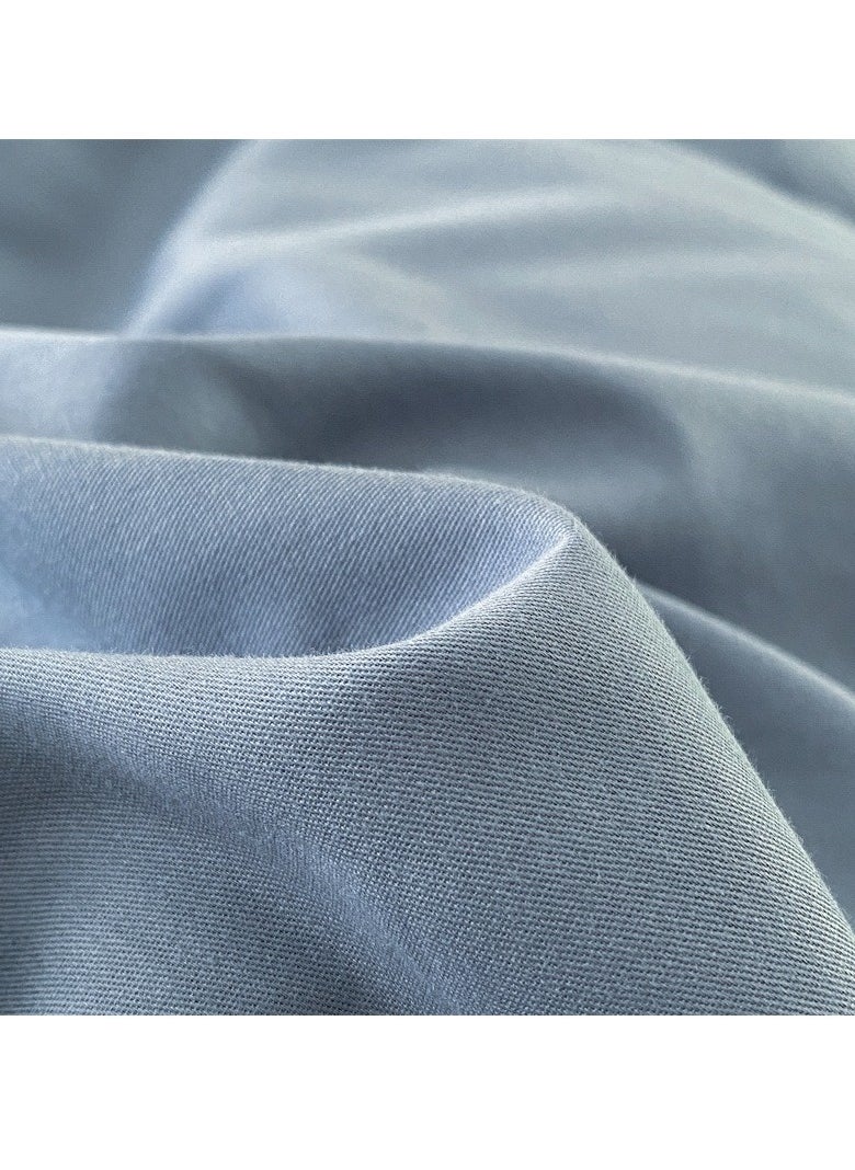 AROAQ Bed Cover Set, Soft Luxurious Pure Bedsheet Set, Long-staple Cotton Simple Solid Color Bed Sheet Quilt Cover Bedding Twill Cotton Set, ( Van star blue color, 1.8m fitted sheet set of four)  - Image 3