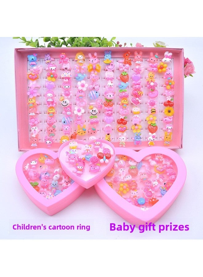 Children's Ring Girl's Diamond Gem Toy Girl's Baby Crystal Ring Princess Pearl Jewelry Jewelry Box-Color:36 Rhinestone Mix And Match Rings  - Image 3