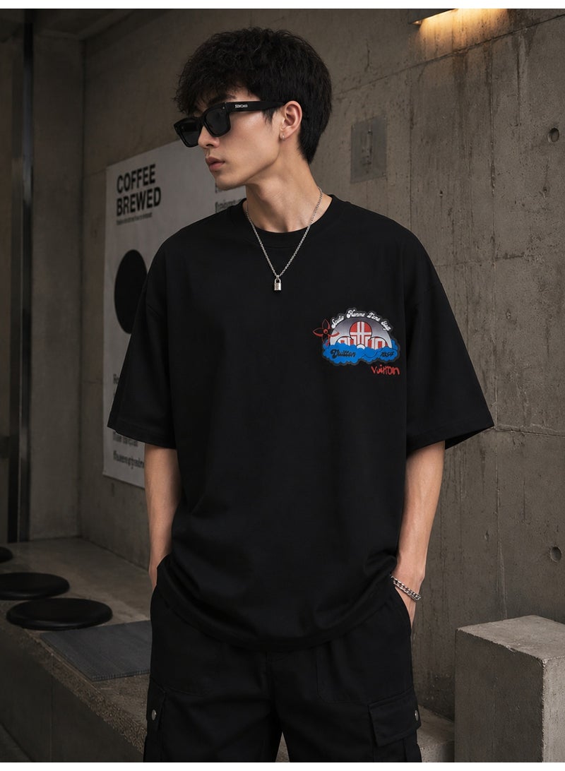 Oversized Black City Graphic T-Shirt Streetwear - Image 1
