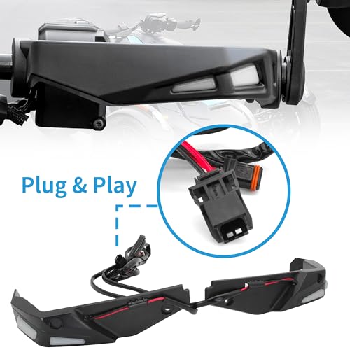 VEISUTOR Handguards Lights for Can Am Ryker, Black Aluminum Hand Guards Hand Shield Protector LED Lights Kit for Can-Am Ryker 600 900 Sport & Ryker Rally Edition All Models, Replace #219400998 - Image 5