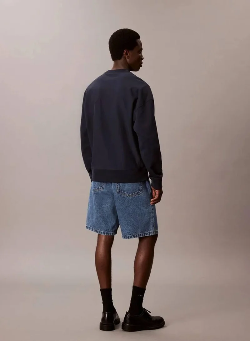 Calvin Klein Jeans Dark Sapphire Oversized Cotton Terry Sweatshirt for Men | Best Price UAE