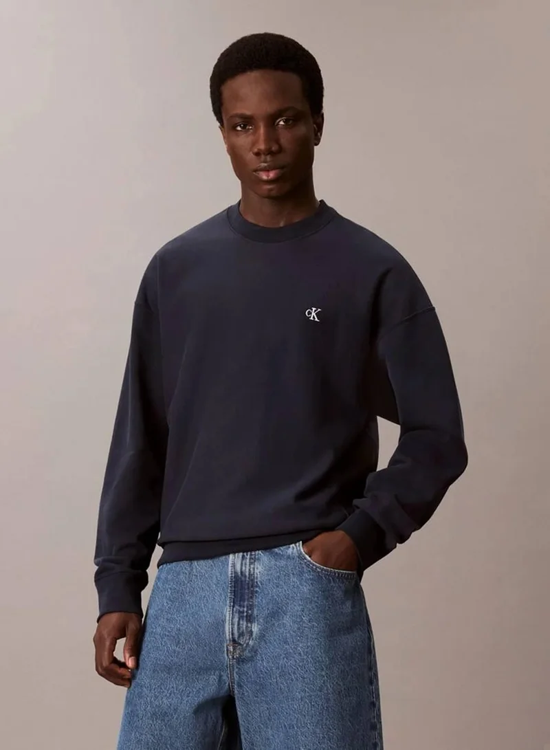Calvin Klein Jeans Dark Sapphire Oversized Cotton Terry Sweatshirt for Men | Best Price UAE