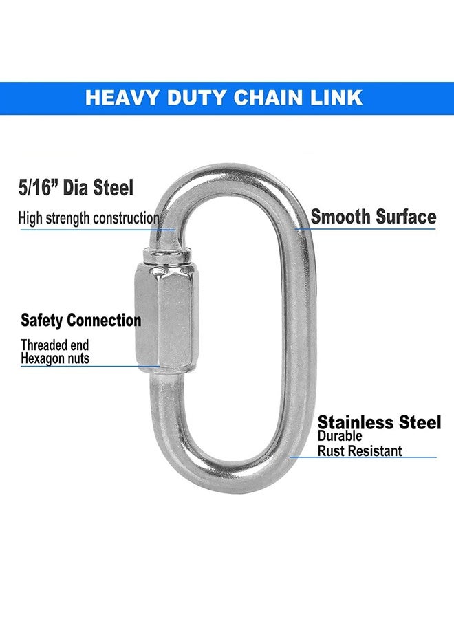 Peachjoy Quick Link, 304 Stainless Steel D Shape Locking Carabiner Heavy Duty Repair Link Pets Keychain for Outdoor Traveling Equipment M4 Capacity 200 lb (M4 6pcs) - Image 3