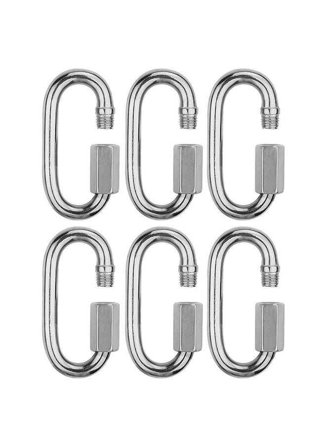 Peachjoy Quick Link, 304 Stainless Steel D Shape Locking Carabiner Heavy Duty Repair Link Pets Keychain for Outdoor Traveling Equipment M4 Capacity 200 lb (M4 6pcs) - Image 1