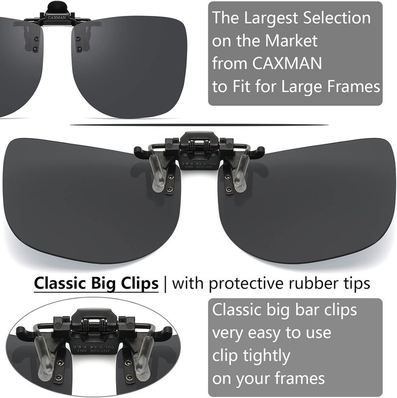 CAXMAN Polarized Clip-on Flip Up Metal Clip Rimless Sunglasses for Prescription Glasses - Image 3