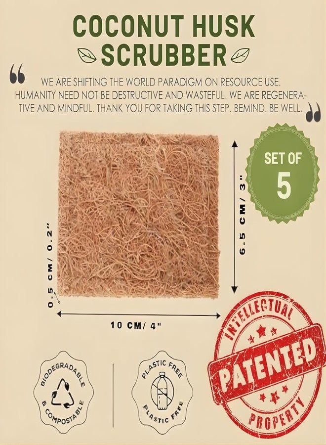 Kaidaa Natural Kitchen Sponges | 100% Coconut Coir Scrubber Sponge for Dishwashing | Eco Friendly, Non Toxic & Biodegradable Cleaning Sponges for Kitchen | Long-Lasting Dish Scrub Pads (5) - Image 2