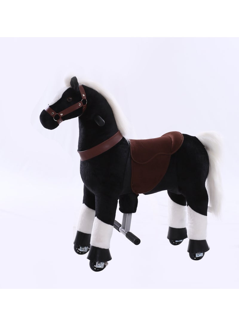 Black Pony Horse Rideamal Ride-On Cycle Toy For Kids – Mechanical Plush Ride-On With Handlebar Steering, No Battery, Indoor & Outdoor Use, Age 3+ - Image 2
