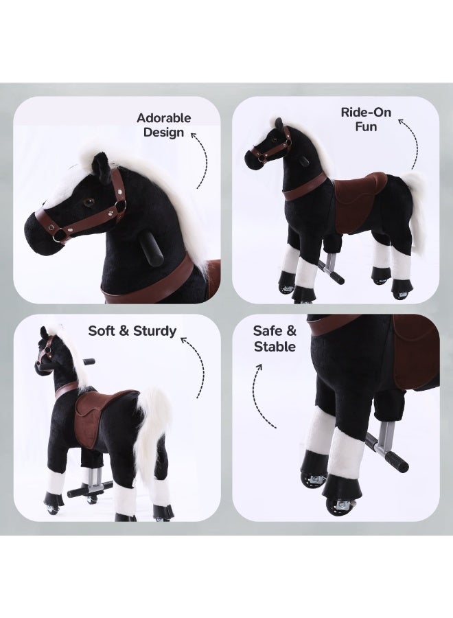 Black Pony Horse Rideamal Ride-On Cycle Toy For Kids – Mechanical Plush Ride-On With Handlebar Steering, No Battery, Indoor & Outdoor Use, Age 3+ - Image 5