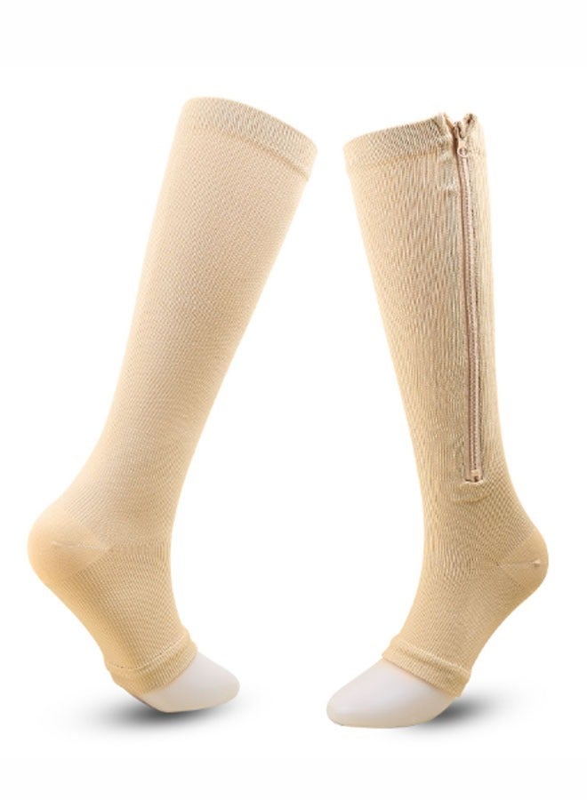 2 Pairs of Long Zippered Compression Socks with Gradient Pressure Relief for Calf and Sole Fatigue - Image 5