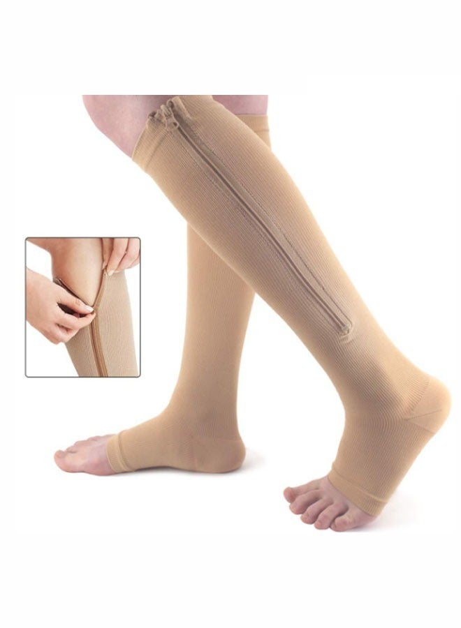 2 Pairs of Long Zippered Compression Socks with Gradient Pressure Relief for Calf and Sole Fatigue - Image 4