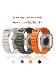 3Pack for Apple Watch Alpine Loop Band 49mm/45mm/44mm Nylon Woven Sport Strap Compatible with iWatch Series 8/Ultra/7/SE/6/5/4/3/2/7 White/Green/Orange