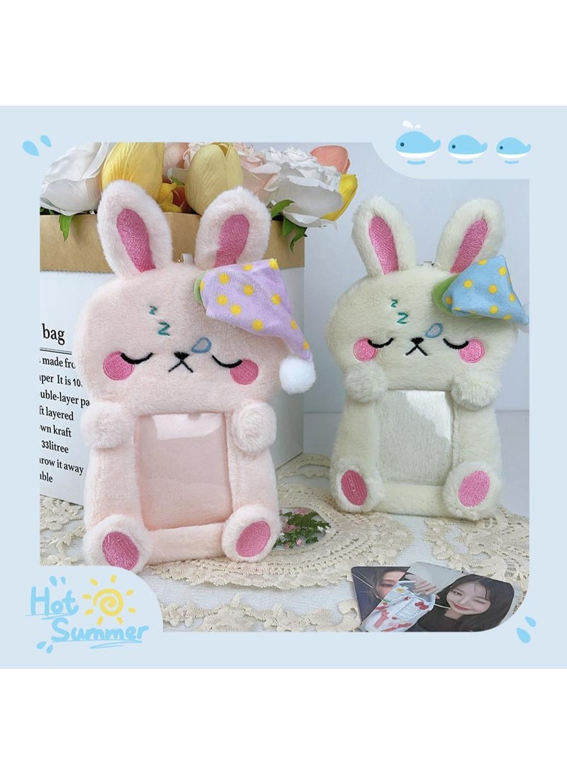 NIBEMINENT 1 - Piece Sleepy Rabbit Kpop Photo Card Holder Pendant Key Chain ID Badge Holder ID Card Holder Photo Card Protector for School ID Office ID Access Card for Women Girls - Image 3