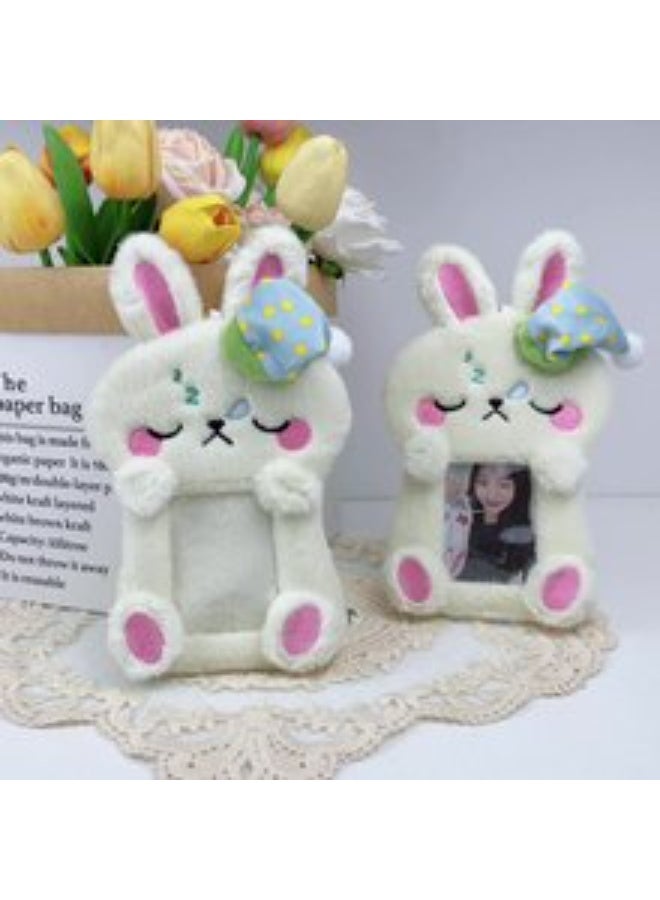 NIBEMINENT 1 - Piece Sleepy Rabbit Kpop Photo Card Holder Pendant Key Chain ID Badge Holder ID Card Holder Photo Card Protector for School ID Office ID Access Card for Women Girls - Image 2