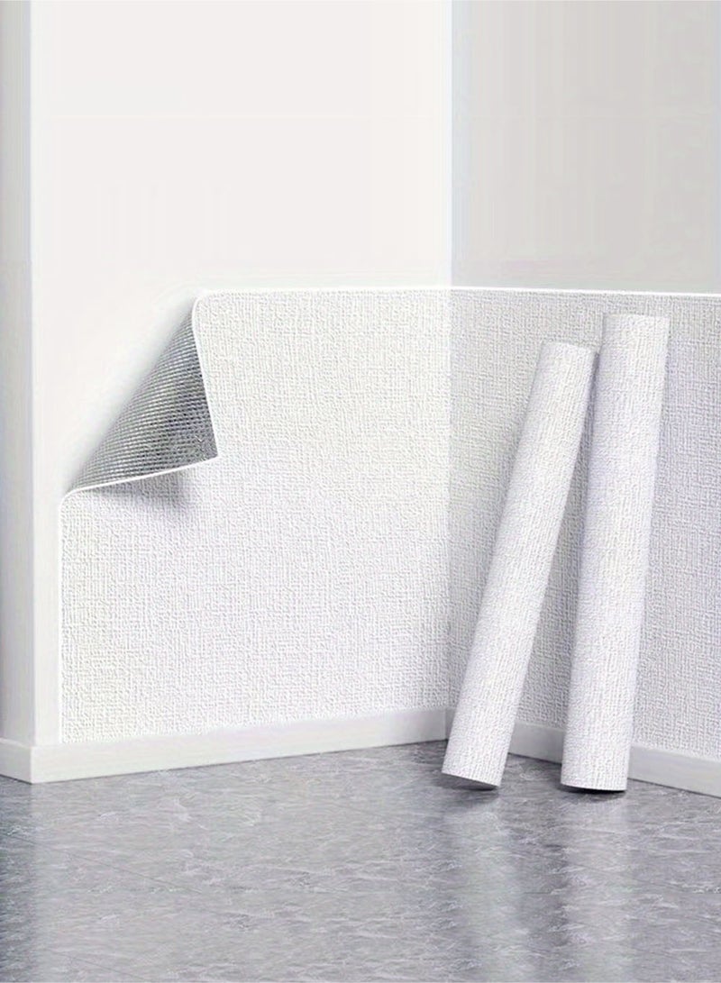 EzzySo ورق جدران ثلاثي الأبعاد 10م ورق جدران لفة واحدة ذاتية اللصق مقاوم للماء ورق جدران سميك ملصق تغطية الجدران للاستخدام الداخلي في المطبخ والسقف والجدران عازل للرطوبة وعازل للصوت لوح جدران أبيض 10م × 50سم × 2مم - Image 4