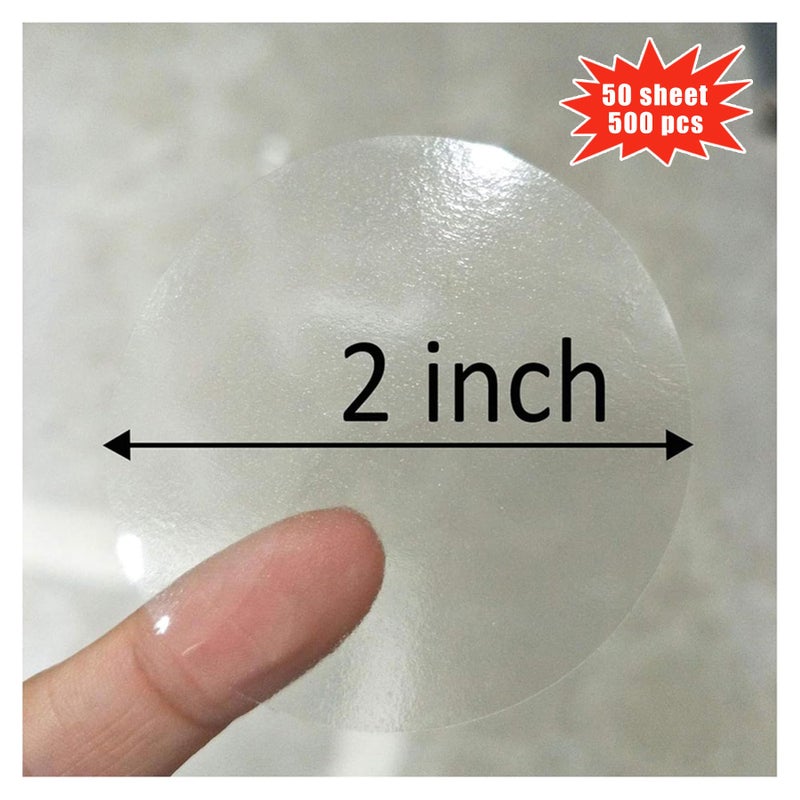 SMARSTICKER Super Gloss Clear Transparent Retail Package Envelope Seals 2" Christmas Round Circle Crystal Clear Dot Mail Wafer Seals Stickers Labels Envelope Tab Sealer 500/Pack - Image 1