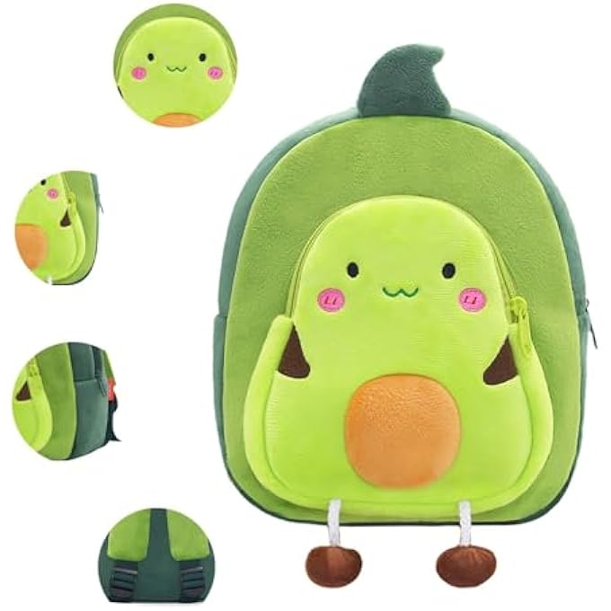 KAKOO Cute Toddler Backpack Toddler Bag Plush Animal Cartoon Mini Travel Bag for Baby Girl Boy 26 YearsGreen Avocado - Image 5
