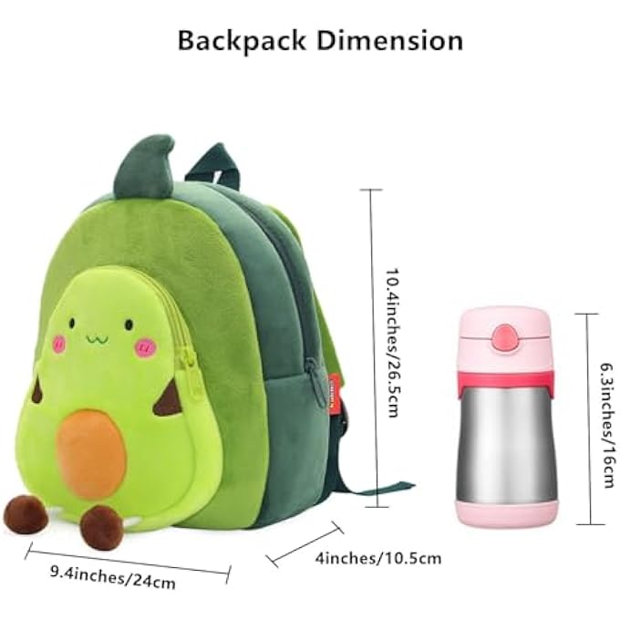 KAKOO Cute Toddler Backpack Toddler Bag Plush Animal Cartoon Mini Travel Bag for Baby Girl Boy 26 YearsGreen Avocado - Image 4