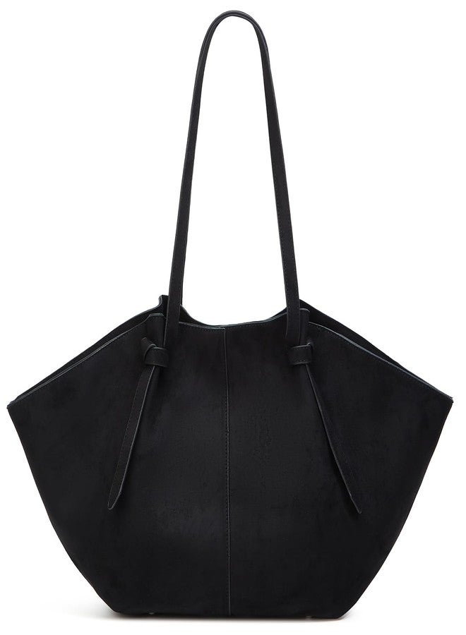 Niction Suede Tote Bag for Women Trendy 2 Pcs Crossbody Shoulder Purse Satchel Retro Hobo Purses Top Handle Handbags with Wallet - Image 1