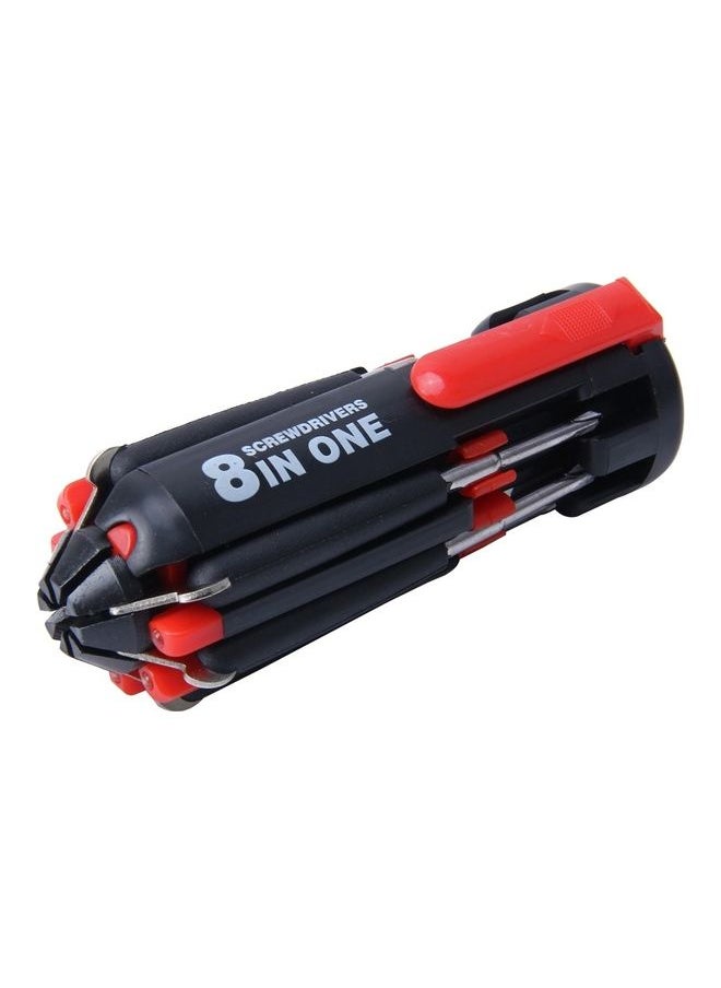 NIBEMINENT 8 in 1 Multifunctional Portable Screwdriver with LED Torch Black/Red  - Image 1