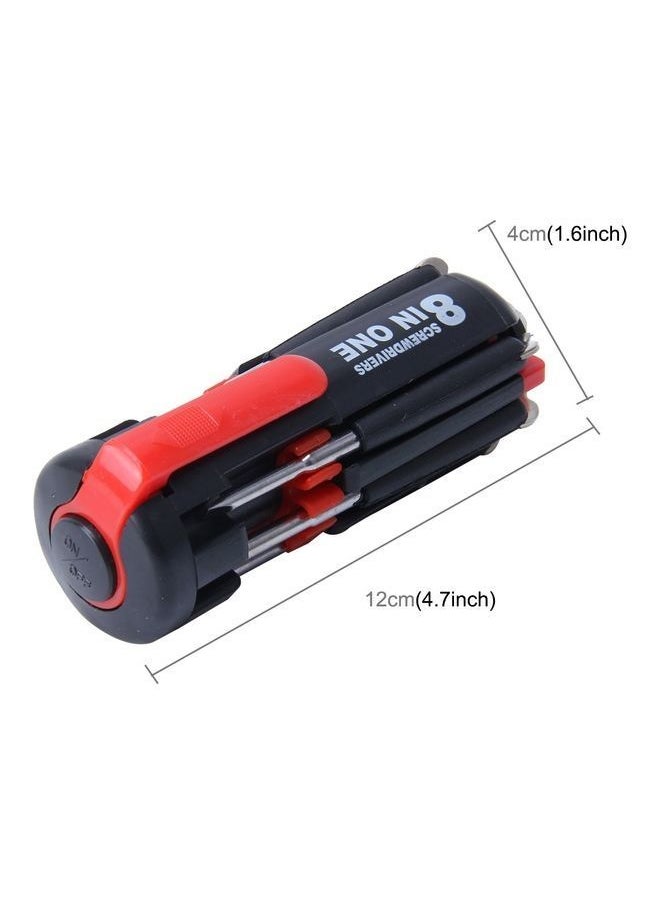 NIBEMINENT 8 in 1 Multifunctional Portable Screwdriver with LED Torch Black/Red  - Image 2