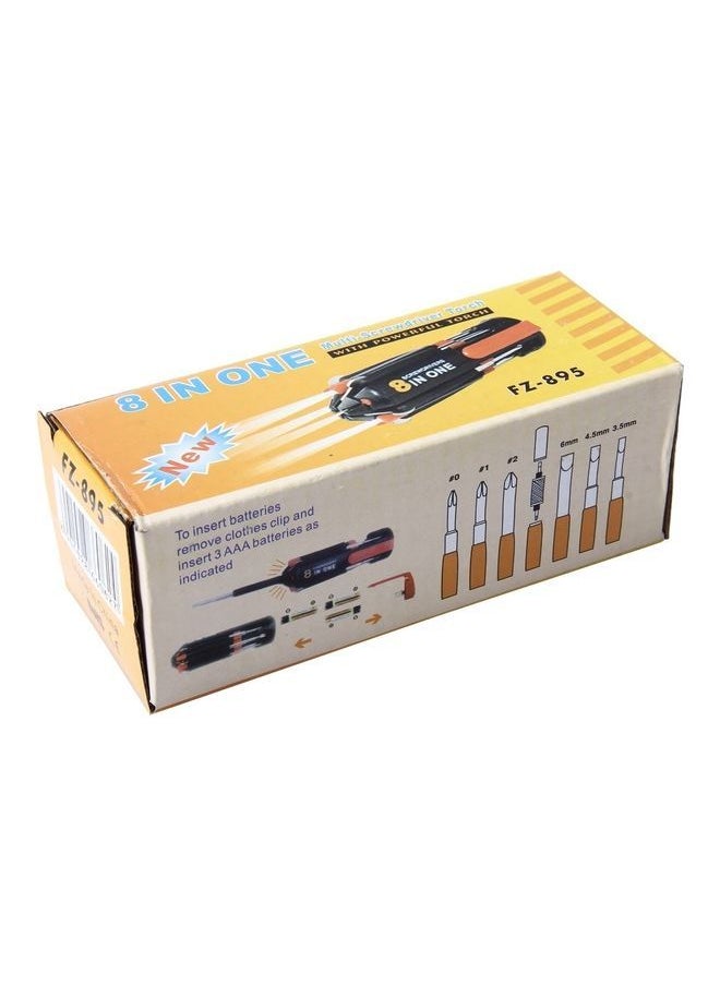 NIBEMINENT 8 in 1 Multifunctional Portable Screwdriver with LED Torch Black/Red  - Image 4