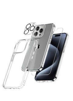 iPhone 15 Pro Slim Clear Protection Package with 1 Pack of Tempered Glass Screen Protectors and 1 Pack of Camera Lens Protector, Phone Cover for 15 Pro (6.1 Inch) 2023 (3in1)