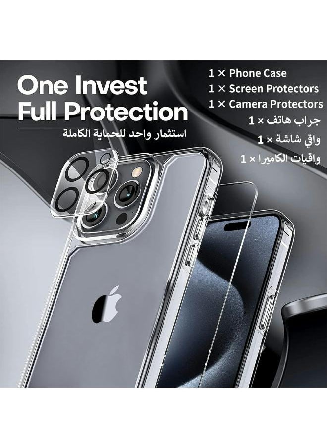 Generic - iPhone 15 Pro Slim Clear Protection Package with 1 Pack of Tempered Glass Screen Protectors and 1 Pack of Camera Lens Protector, Phone Cover for 15 Pro (6.1 Inch) 2023 (3in1) - Image 1