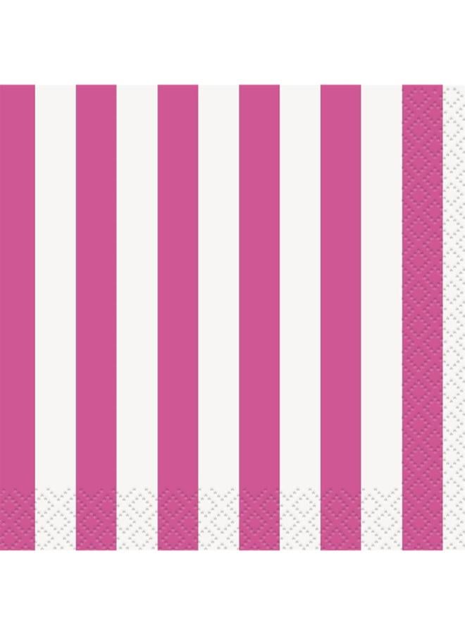 Unique Hot Pink Striped Beverage Napkins - Image 1