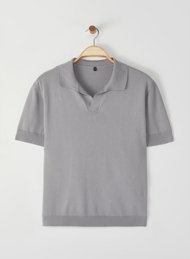 trendyol Stone Regular/Regular Cut Plain Polo Neck T-Shirt - Image 1