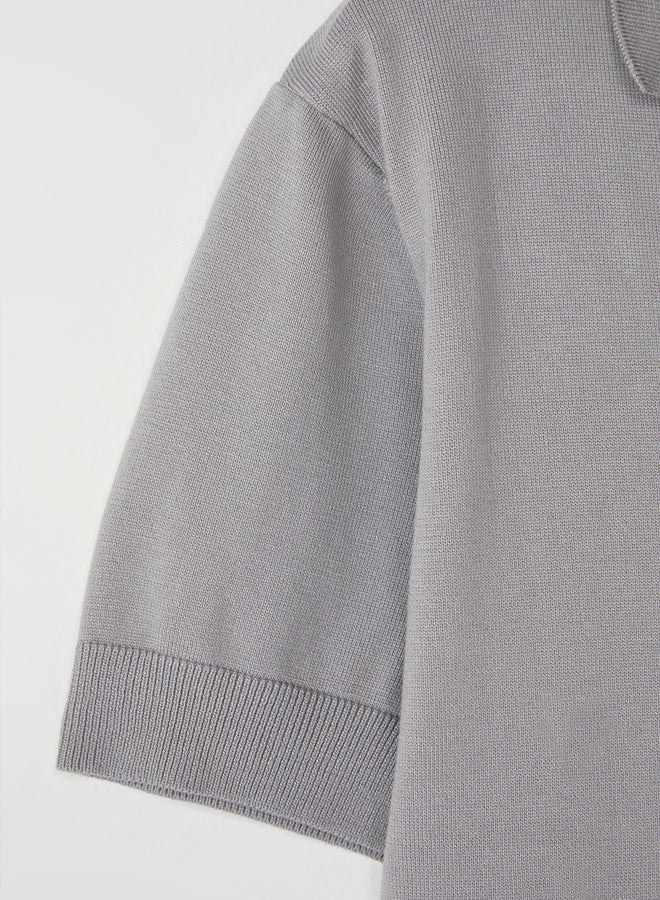 trendyol Stone Regular/Regular Cut Plain Polo Neck T-Shirt - Image 2