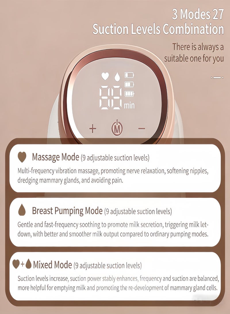 مضخة ثدي كهربائية محمولة مريحة للاستخدام بدون استخدام اليدين مع شاشة LED 3 أوضاع 9 مستويات - Image 4