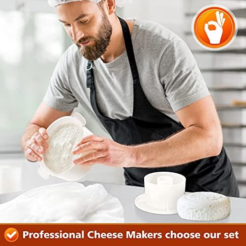 Grand Way Cheese Mold with a Follower and Cheesecloth – Cheese Making Kit – Cheesemaking Supplies – Cheese Set for Press – Reusable Cheesecloth – 100% Cotton Cloth for Straining – Paneer Maker - Image 5