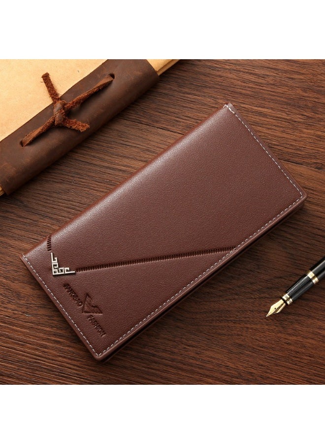 جيانغ بي أو محفظة رجالية طويلة - حقيبة كلاتش عمل من جلد البولي يوريثان الناعم مع فتحات متعددة للبطاقات، محفظة يدوية كبيرة السعة، محفظة منظمة أنيقة بسحاب - Image 1