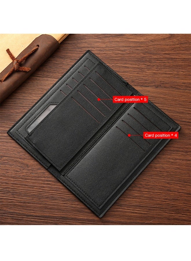 جيانغ بي أو محفظة رجالية طويلة - حقيبة كلاتش عمل من جلد البولي يوريثان الناعم مع فتحات متعددة للبطاقات، محفظة يدوية كبيرة السعة، محفظة منظمة أنيقة بسحاب - Image 3