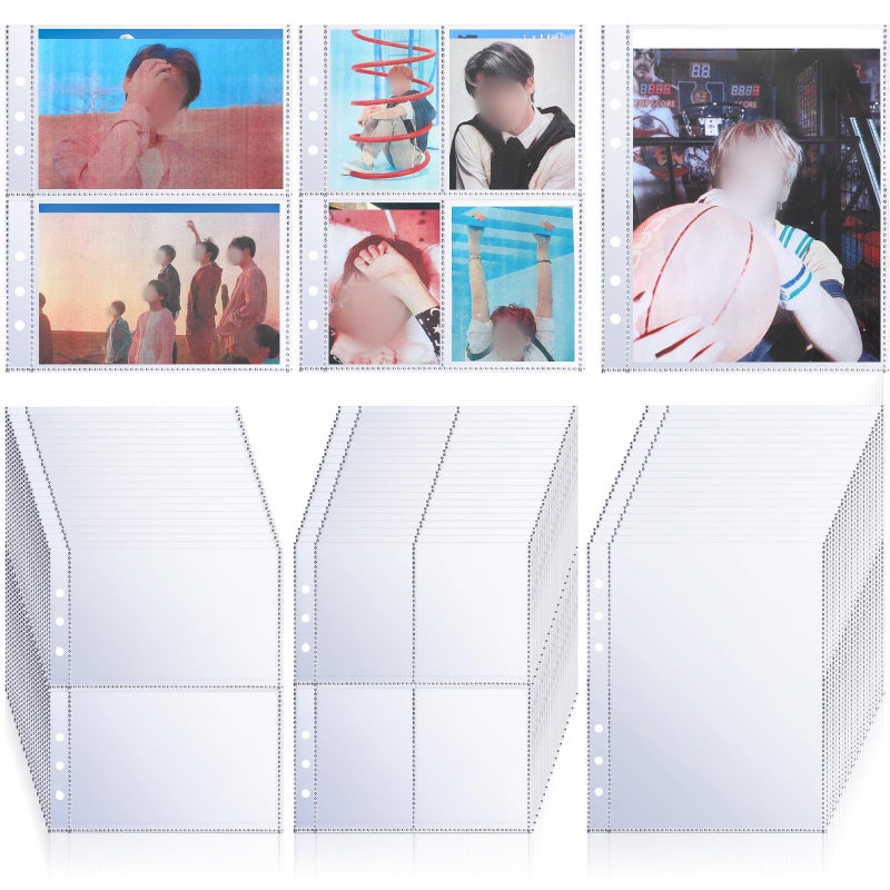 Chengu 30 Pcs Binder Pockets Clear 4/2/1 Pockets for 6 Ring A5 Binder Insert Card Sleeves Album Page Protector Photocard Document Folder Trading Card Pouch for 6 Ring Sleeves Refill Sheet - Image 1