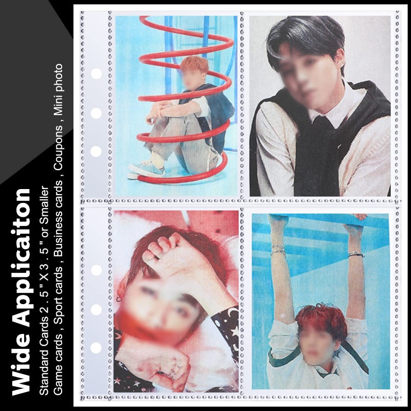 Chengu 30 Pcs Binder Pockets Clear 4/2/1 Pockets for 6 Ring A5 Binder Insert Card Sleeves Album Page Protector Photocard Document Folder Trading Card Pouch for 6 Ring Sleeves Refill Sheet - Image 3
