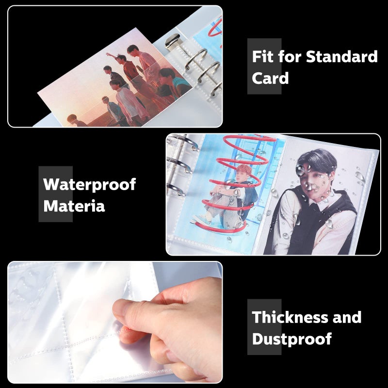 Chengu 30 Pcs Binder Pockets Clear 4/2/1 Pockets for 6 Ring A5 Binder Insert Card Sleeves Album Page Protector Photocard Document Folder Trading Card Pouch for 6 Ring Sleeves Refill Sheet - Image 4