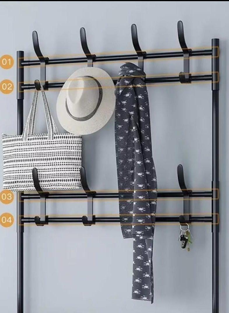 Versatile shoe rack with clothes hangers – 80cm wide x 170cm high – Made of high-quality, durable metal – Space-saving design - Image 2