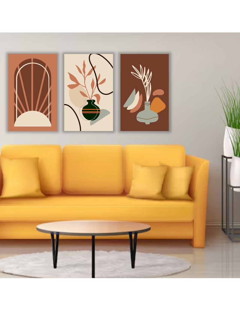Droplyte Set Of 3 Framed Canvas Wall Arts Stretched Over Wooden Frame Paintings for Home Living Room Office Decor - Image 1